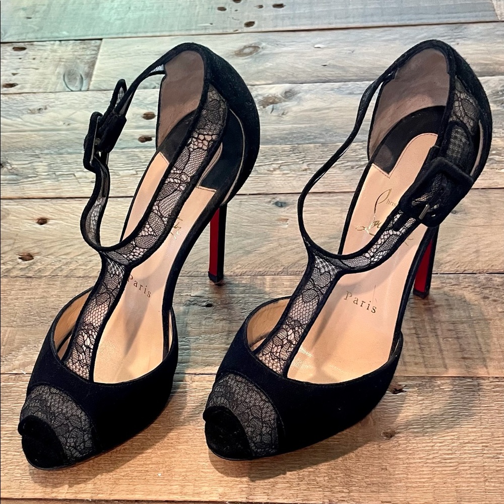 Black Voile 120 Dentelle Fleur/Suede Euro 37.5